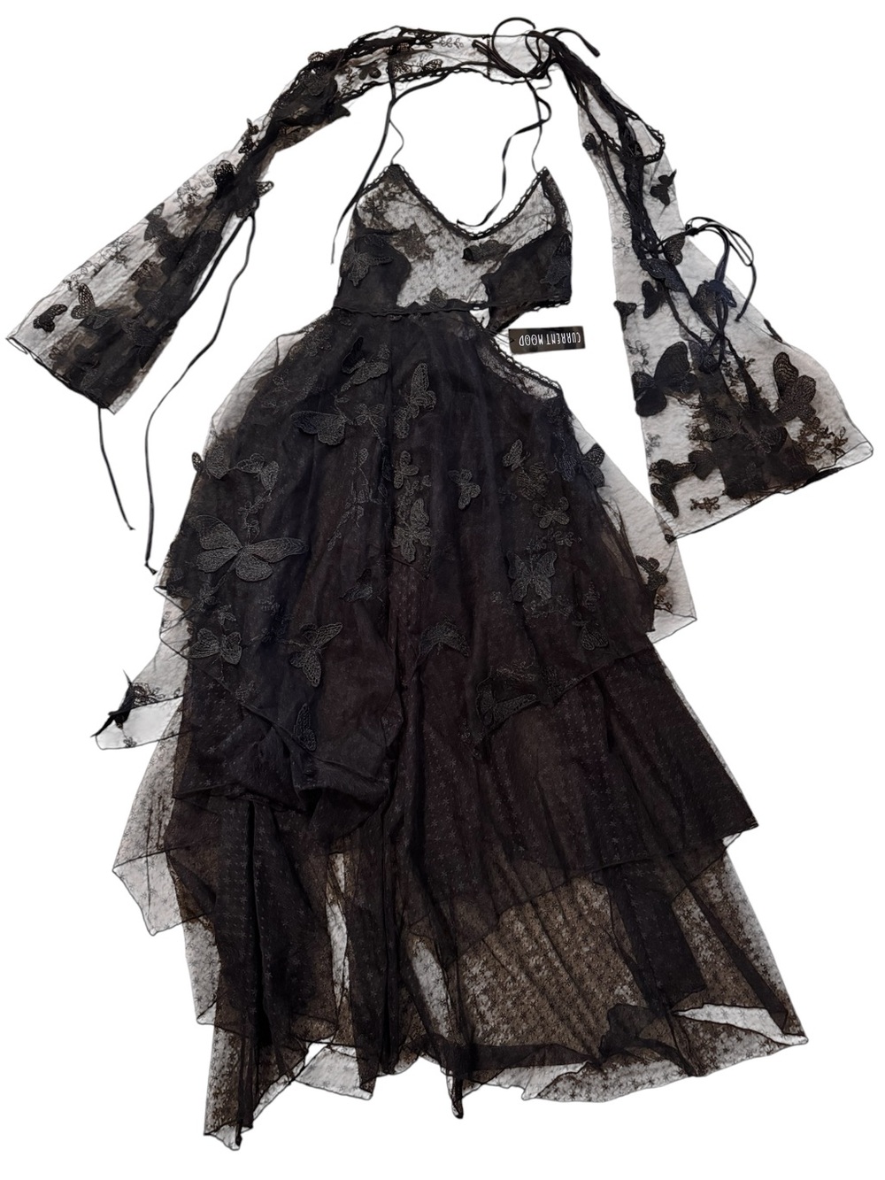 Current Mood FairyDust Lace Dress Shrug Set Med NWT Black Butterflies Whimsigoth